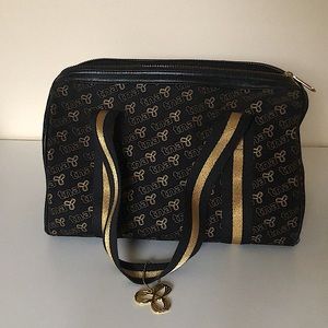 HOST PICK 🖤 TNA Small Black & Gold Canvas Duffle Hand Bag & Gold Logo Ke…